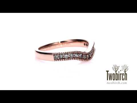 0.50 ct. Fifteen Stone Delicate Curved Wedding Ring in Rose Gold - TwoBirch - TB-CR-0052-RG-H