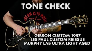 Video thumbnail for TONE CHECK: Gibson Custom 1957 Les Paul Custom Murphy Lab Ultra Light Aged Demo | Cream City Music by Cream City Music