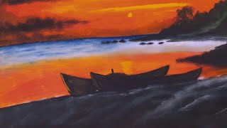 Download lagu sunset pantai bali | melukis pemandangan sunset dengan cat air mp3