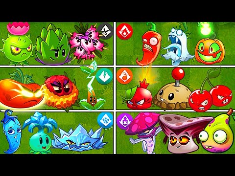 Random 6 Team Plants Poison_Ice_Electric_Fire - Who Will Win? - PvZ2 Team Plants Battles