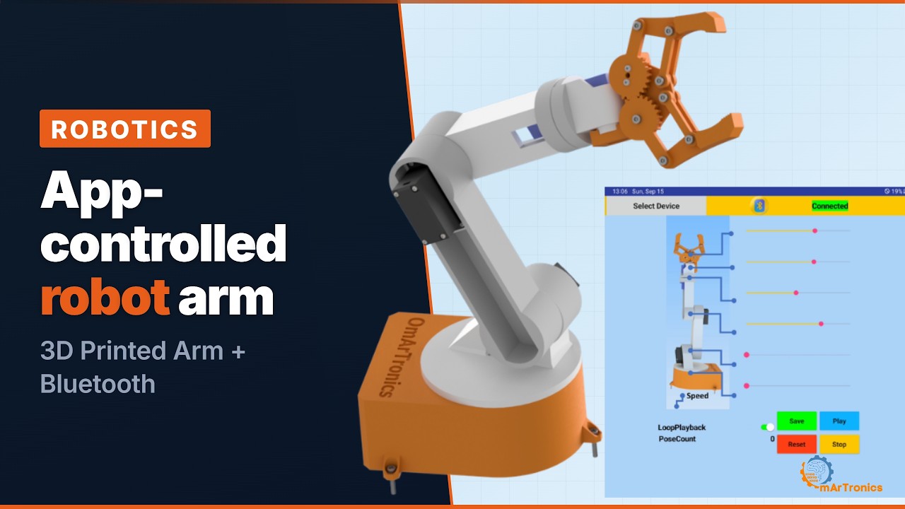 Arduino and Robots - Project 11: DIY Robotic Arm with Bluetooth Control - Design, 3D-Print, Program🦾