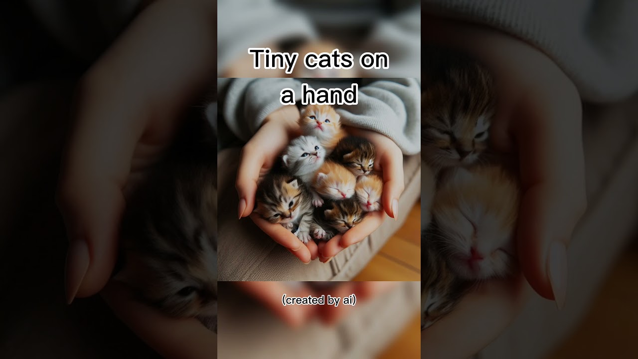 Tiny cats on a hand | Ai generated