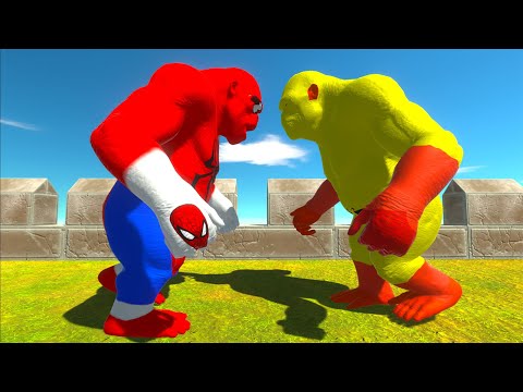 SPIDERMAN GORO vs ALBINO T-REX vs SAITAMA GORO DEATH RUN - Animal Revolt Battle Simulator