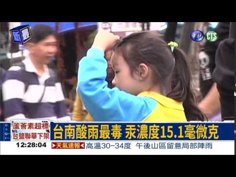 台南酸雨最毒! 汞濃度冠全台