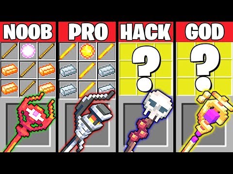 Minecraft Battle: MAGIC STAFF CRAFTING CHALLENGE - NOOB vs PRO vs HACKER vs GOD ~ Animation