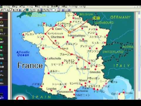 Rota de viagem no mapa da França