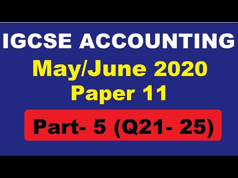 CAIE/ IGCSE  ACCOUNTING/ Solved Past paper  /0452/ May/June 2020 / Paper 11 / Part 5 / MCQs [Q21-25]