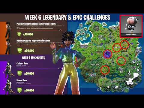 ALL WEEK 6 CHALLENGES! Full Guide for Legendary & Epic Quests NEW Inflate-A-Bull [Fortnite Season 7]