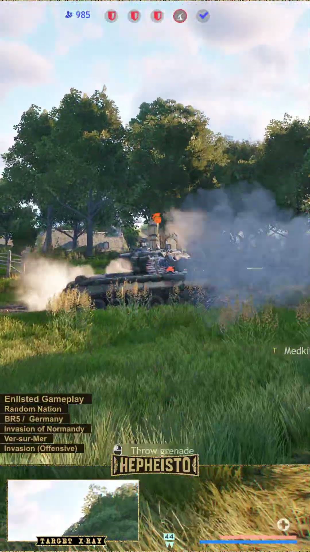 Driver eliminates Tank M26 with Explosion Pack