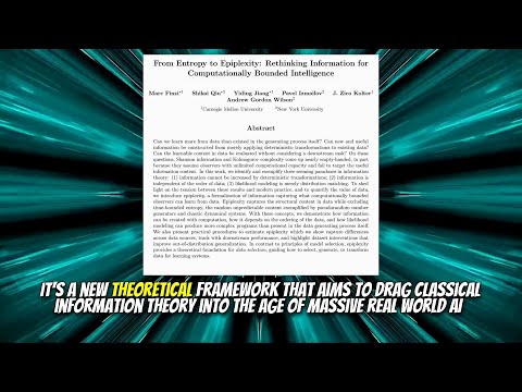 From Entropy to Epiplexity: Rethinking Information for Computationally Bounded Intelligence (Jan 202