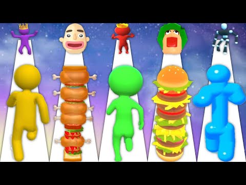 Giant Rush, Sandwich Runner, Size Up, Burger Rush, Tall Man Run Gameplay ALL LEVELS Update ios JRW73