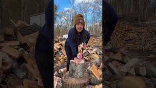 Splitting Oak &amp; How I Broke My Two Front Teeth🪓 #axe #firewood #outdoors #storytime