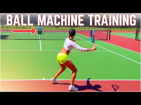 Teaching Anna How to Practice With a Tennis Ball Machine thumbnail