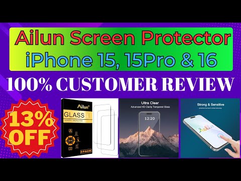Ailun Screen Protector for iPhone 16 / iPhone 15 / iPhone 15 Pro [6.1 Inch] Display 3 Pack Tempered Glass, Dynamic Island Compatible, Case Friendly [Not for iPhone 16 Pro 6.3 Inch]. video review thumbnail