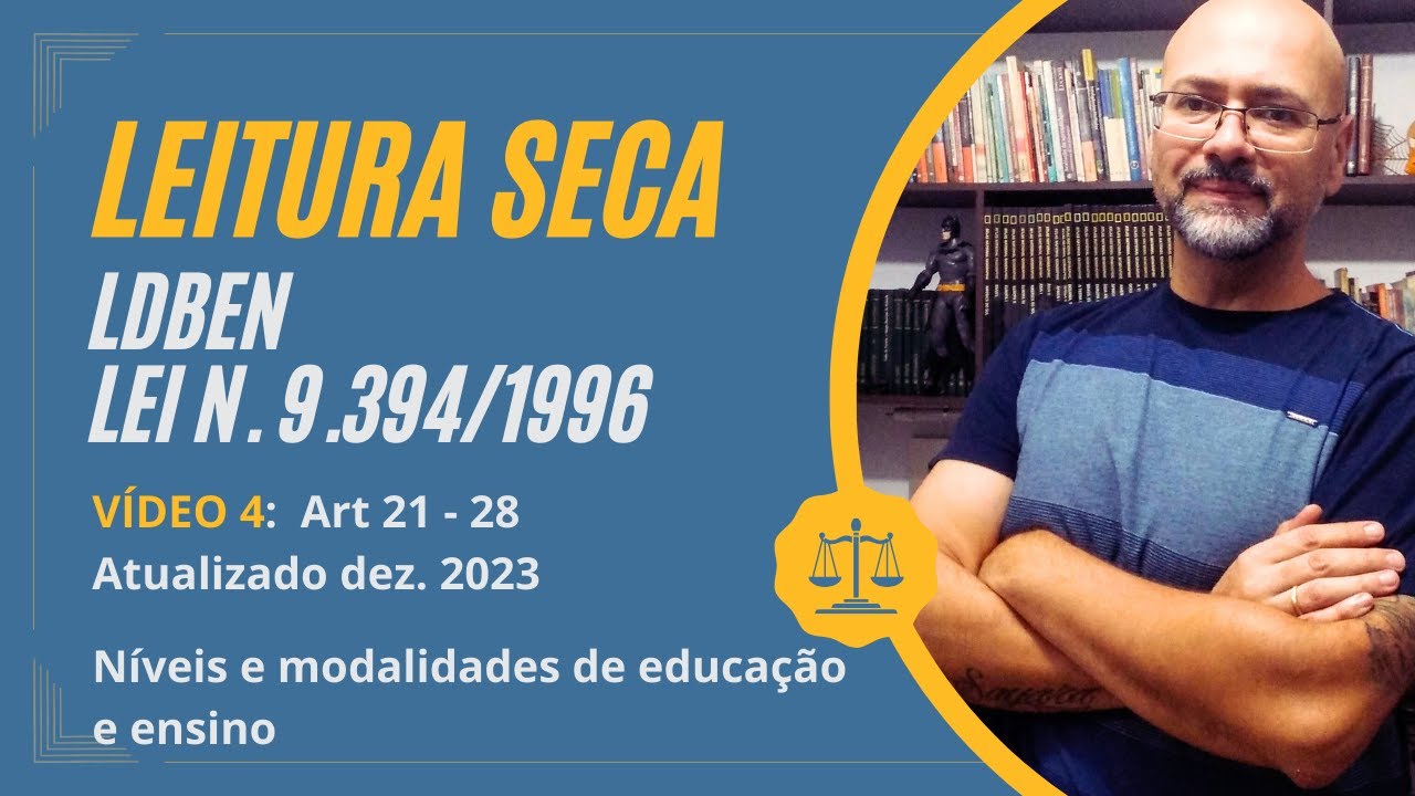 LDB NÍVEIS E MODALIDADES DE EDUCAÇÃO E ENSINO Lei Seca (vídeo 4)   Atualizado 2023 | LDB 9394/96