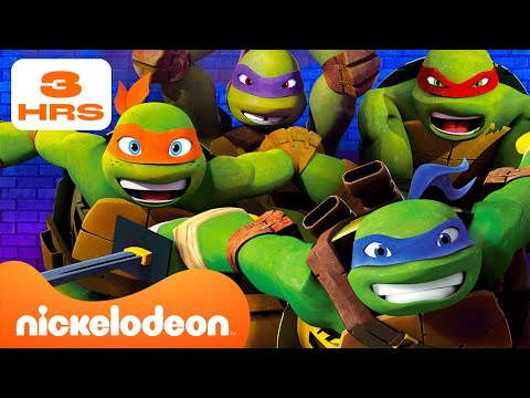 Capa de Tartarugas Ninja | 3 HORAS dos Melhores Momentos dos Irmãos Leo, Michelangelo, Raphael & Donatello