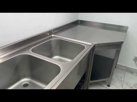 Masă profesională din inox pentru colț – Ideal Inox