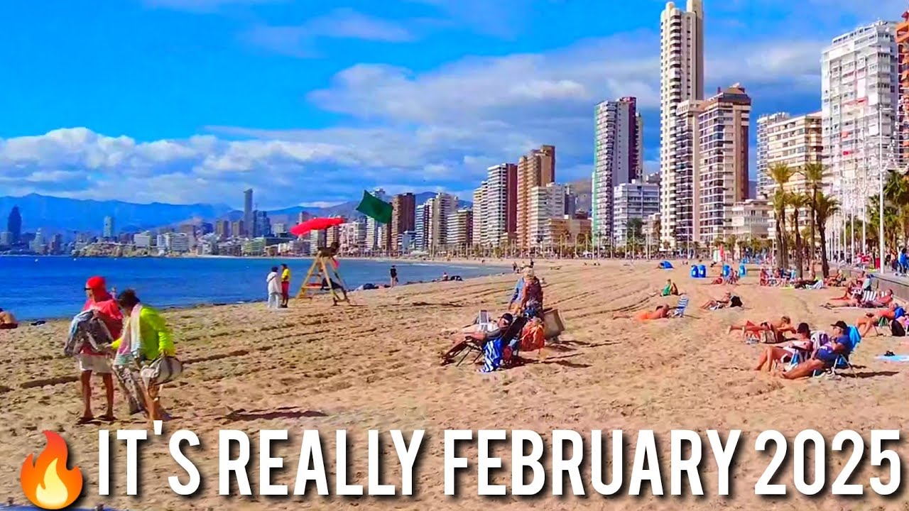 BENIDORM 🇪🇦 RINCON LEVANTE BEACH February 2025 Costa Blanca Spain 4K