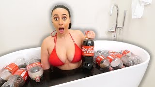 I SLEPT OVERNIGHT IN COCA-COLA and THIS HAPPENED!! (BATH TUB CHALLENGE)