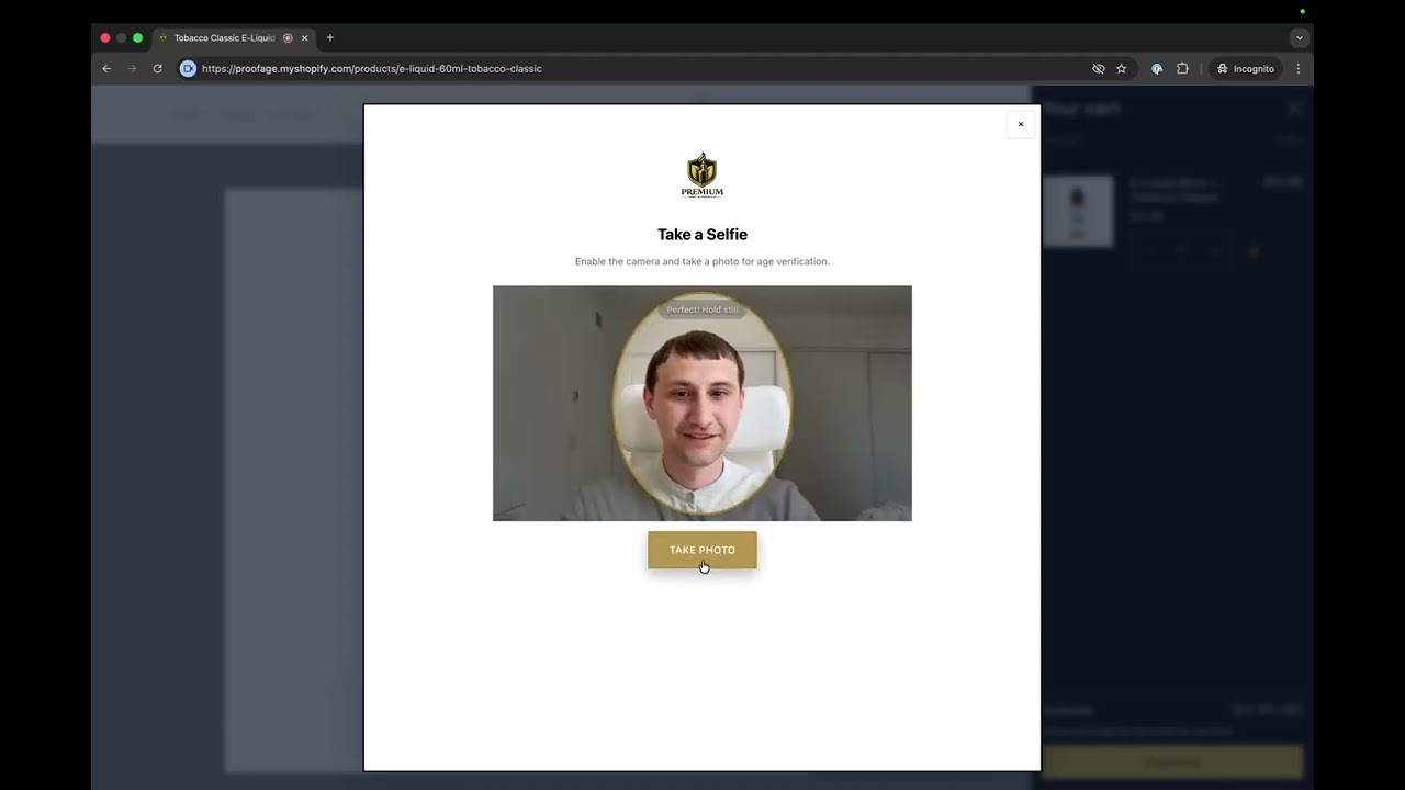 ProofAge Shopify customer flow demo