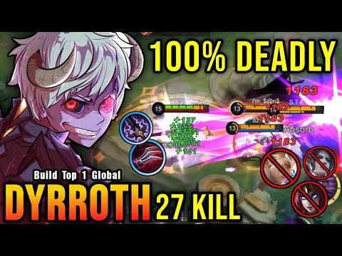 WTF DAMAGE!! 27 Kills Dyrroth Best One Shot Lifesteal Build!! - Build Top 1 Global Dyrroth ~ MLBB