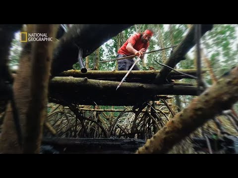 Miejscowy pokazał jak łowić bez wędki! [Plemienna szkoła przetrwania]