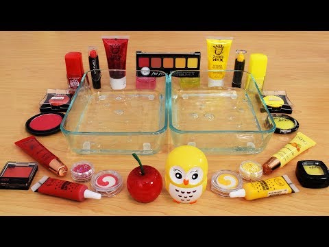 Mixing Makeup Eyeshadow Into Slime ! Red vs Yellow Special Series Part 24 Satisfying Slime Video Video