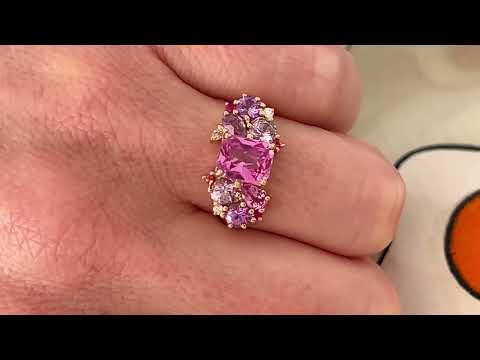 Custom made radiant cut pink sapphire ring