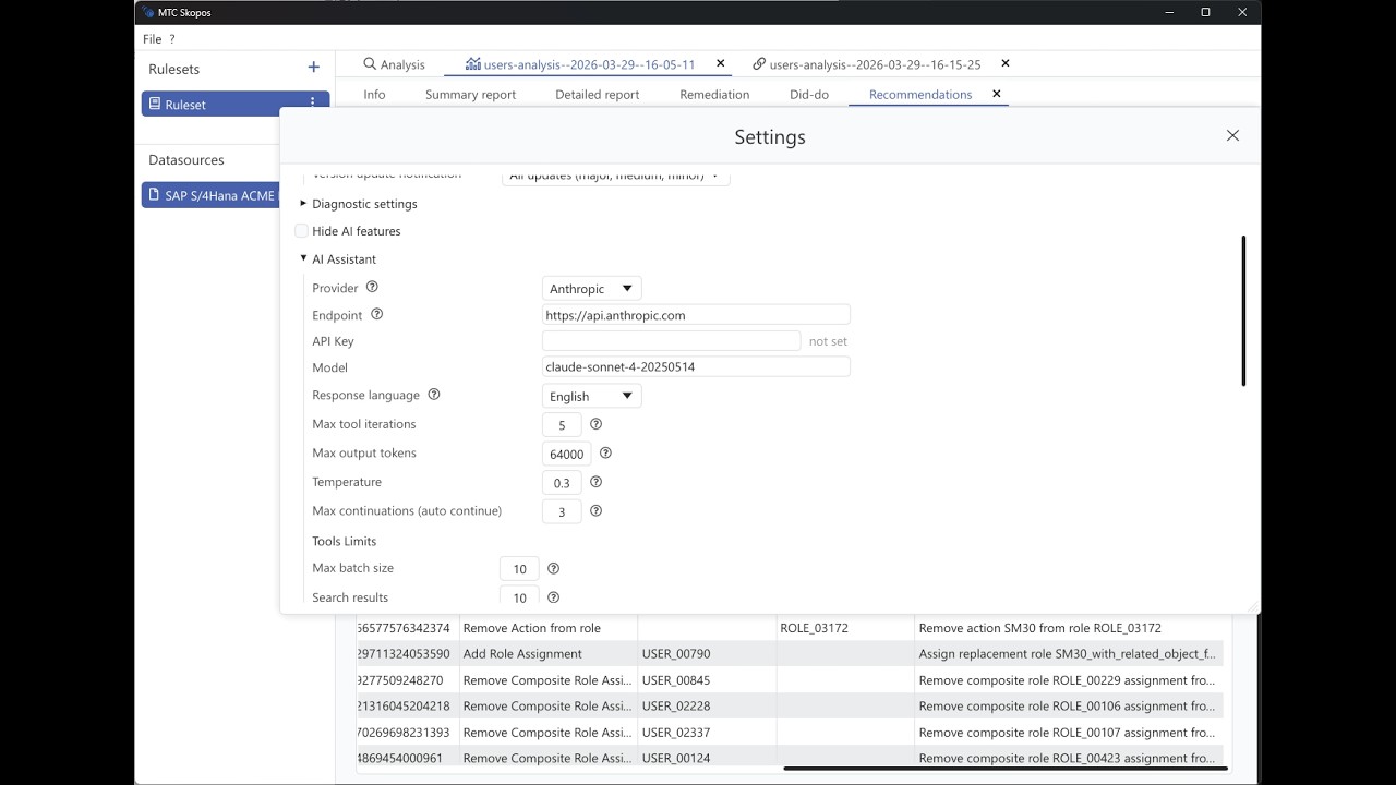 Démo de l'assistant IA intégré MTC Skopos