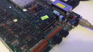 Commodore 128 motherboard HUGO cartridge intro screen music