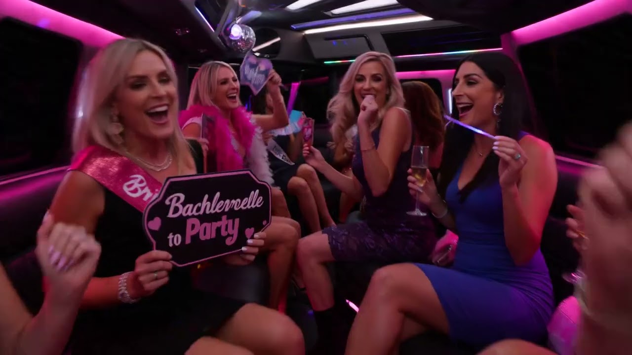 Pink-trimmed stretch limo