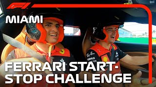 Ferrari&#39;s Charles Leclerc and Carlos Sainz in the Hilarious Start-Stop Challenge!