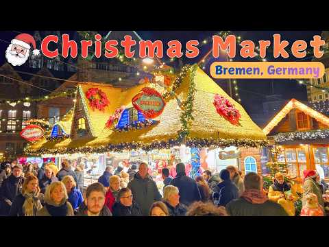Walking Through Bremen Christmas Market – Magical 4K HDR Evening Walk (Binaural Audio)