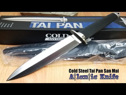 COLD STEEL TAI PAN SAN MAI BLACK HANDLE 12.5" STAINLESS FIXED KNIFE 35AA