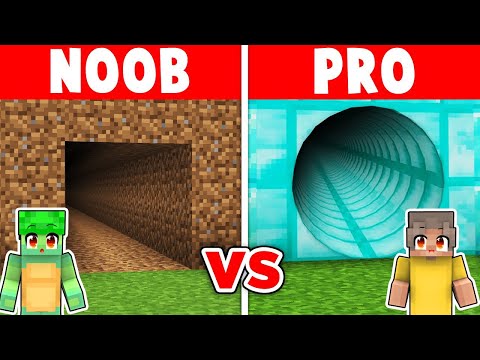 NOOB VS PRO: GÜVENLİ TÜNEL YAPI KAPIŞMASI! - Minecraft