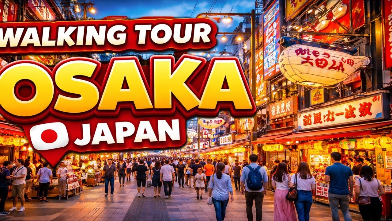 Immersive street-level walking tour through Osaka Namba, Japan, showcasing authentic urban landscapes, local architecture, and the vibrant atmosphere of the city's neighborhoods