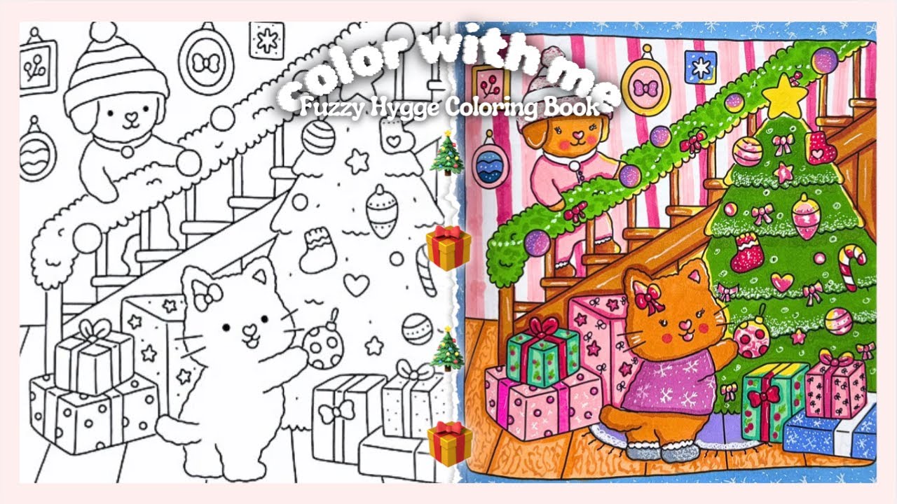 color with me 🎁🌷 a slow fuzzy hygge christmas coloring vlog