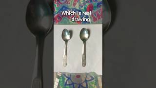 which is real spoon 🥄 drawing?? #drawing #spoon #shorts