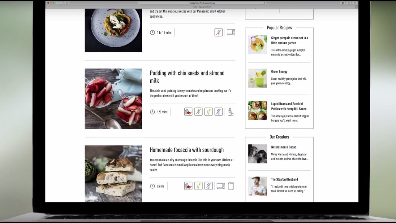 Panasonic – Experience Fresh Recipe Website