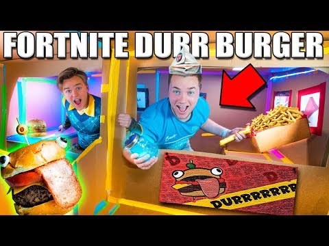 REAL LIFE FORTNITE FOOD! Durr Burger BOX FORT (FOOD CHALLENGE) Video