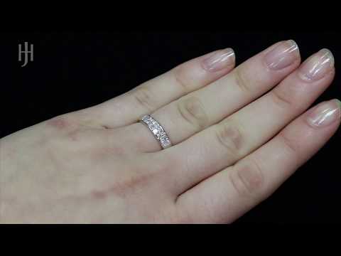 18ct W/G 0.50ct Princess Cut 2 Row Diamond Eternity Ring - Hatton Jewellers London HJ178