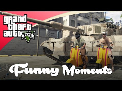 GTA V Funny Moments - Sterke Tank Vs Mini Scooters!