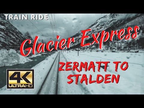 4K GLACIER EXPRESS - Zermatt to Stalden |  CABVIEW Train Ride Switzerland | Original Sound