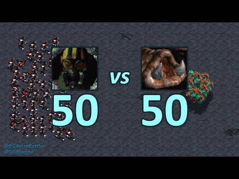 50 Goliaths vs 50 Mutalisks - Even Numbers - StarCraft Retro Battles