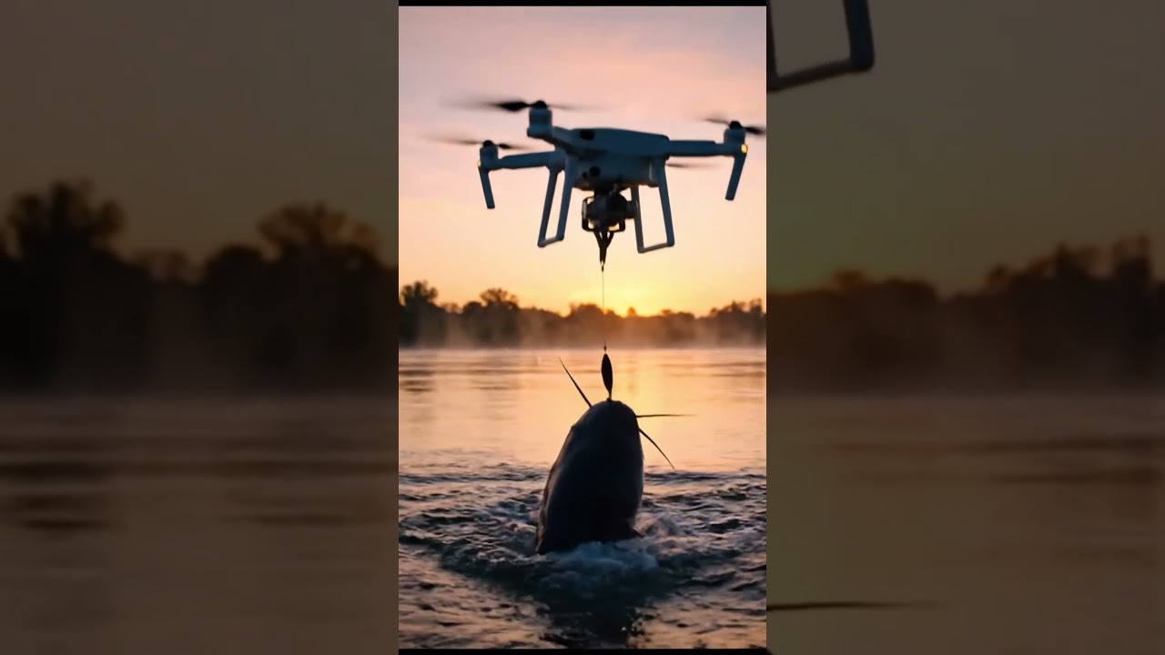 Big Fish Fights Back! 😱 Pulls a Modern Drone Into the River and It Vanishes #dronevideo #shorts