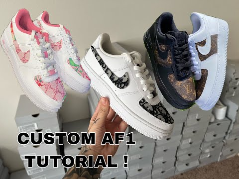 CUSTOM AIR FORCE 1 SHOE TUTORIAL ! HOW TO ADD FABRIC TO SHOES , NEATEST WAY