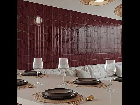 Carrelage mur effet zellige Zahara bordeaux 32x62,5 cm