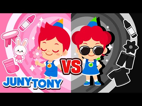 Pink vs. Black 🎨 | Fun Color Song for Kids by JunyTony | Best Colors Showdown! 👟✨