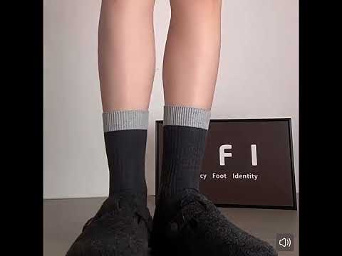 秋冬復古藏青色棕色 ins潮中筒襪 百搭不勒腿  n124