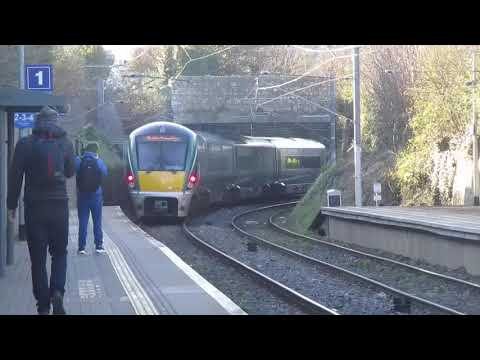 Irish Rail 22000 class Intercity train passes Glenageary station, Co Dublin